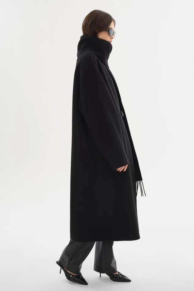 Women TWILA Wool Scarf Coat Black LAMARQUE Wool Women TWILA Wool Scarf Coat Black LAMARQUE Wool