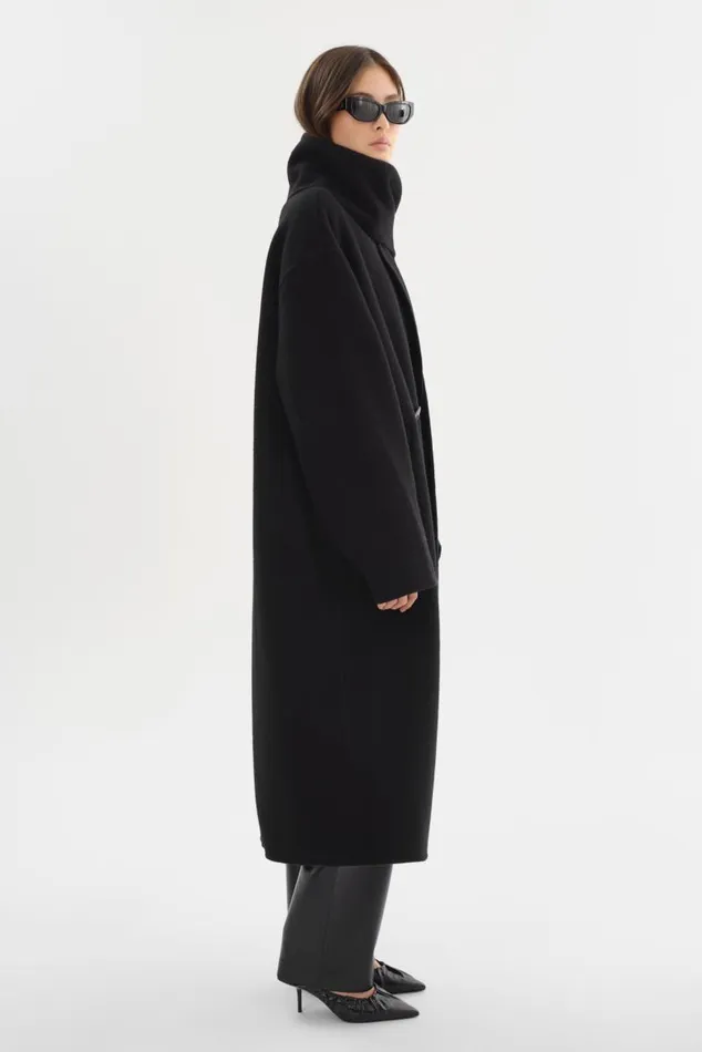 Women TWILA Wool Scarf Coat Black LAMARQUE Wool Women TWILA Wool Scarf Coat Black LAMARQUE Wool