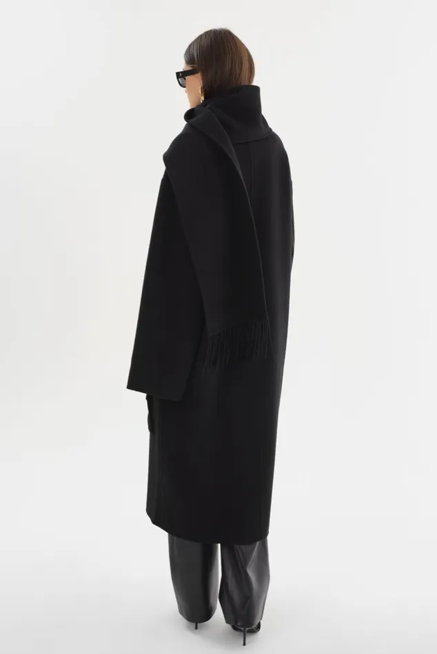 Women TWILA Wool Scarf Coat Black LAMARQUE Wool Women TWILA Wool Scarf Coat Black LAMARQUE Wool