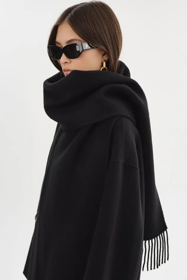 Women TWILA Wool Scarf Coat Black LAMARQUE Wool Women TWILA Wool Scarf Coat Black LAMARQUE Wool