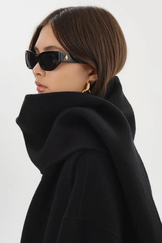 Women TWILA Wool Scarf Coat Black LAMARQUE Wool Women TWILA Wool Scarf Coat Black LAMARQUE Wool