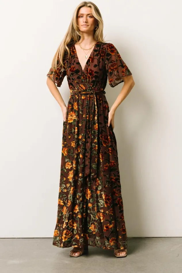 Women Uma Velvet Maxi Dress Clove Amber Floral Baltic Born Maxi Dresses Women Uma Velvet Maxi Dress Clove Amber Floral Baltic Born Maxi Dresses