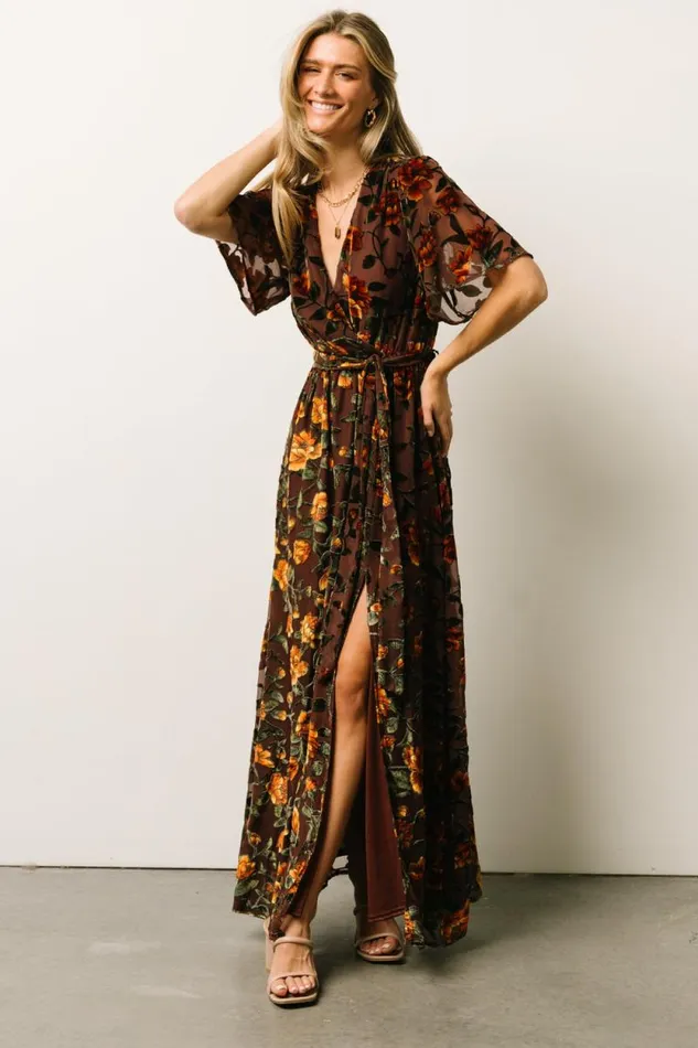 Women Uma Velvet Maxi Dress Clove Amber Floral Baltic Born Maxi Dresses Women Uma Velvet Maxi Dress Clove Amber Floral Baltic Born Maxi Dresses