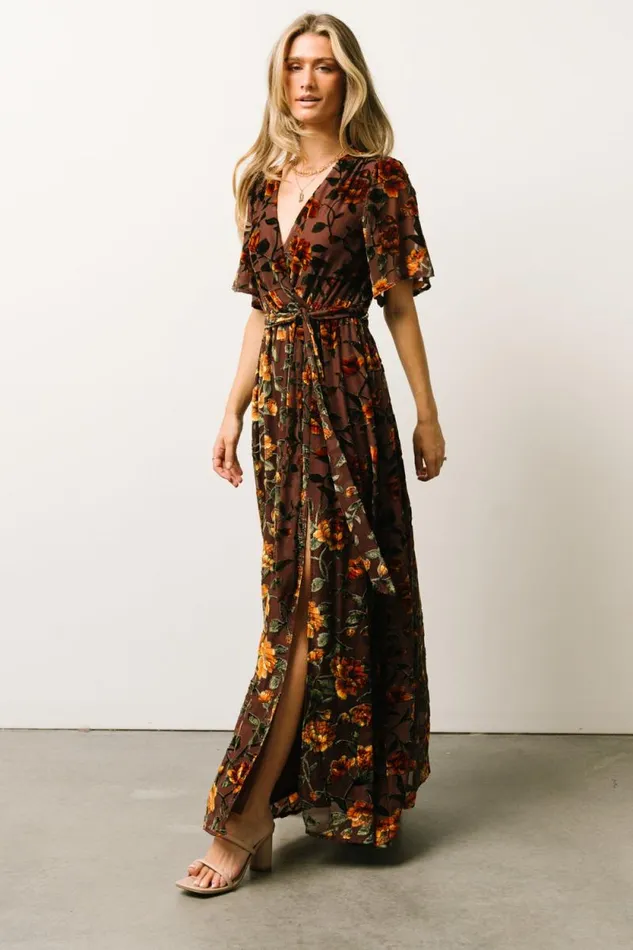 Women Uma Velvet Maxi Dress Clove Amber Floral Baltic Born Maxi Dresses Women Uma Velvet Maxi Dress Clove Amber Floral Baltic Born Maxi Dresses