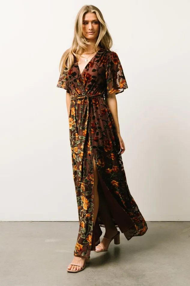 Women Uma Velvet Maxi Dress Clove Amber Floral Baltic Born Maxi Dresses Women Uma Velvet Maxi Dress Clove Amber Floral Baltic Born Maxi Dresses