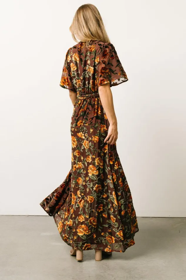 Women Uma Velvet Maxi Dress Clove Amber Floral Baltic Born Maxi Dresses Women Uma Velvet Maxi Dress Clove Amber Floral Baltic Born Maxi Dresses
