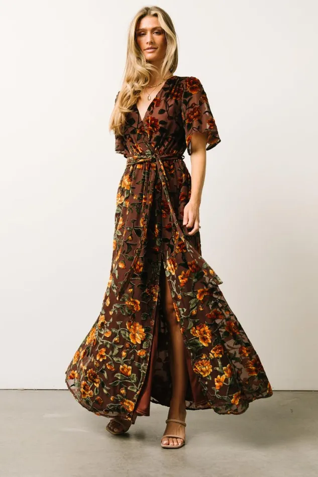 Women Uma Velvet Maxi Dress Clove Amber Floral Baltic Born Maxi Dresses Women Uma Velvet Maxi Dress Clove Amber Floral Baltic Born Maxi Dresses