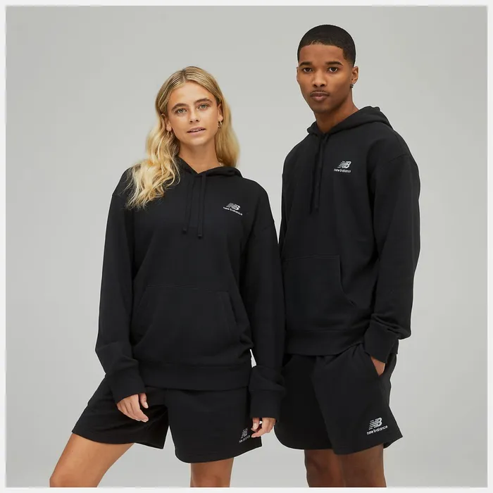 Women Unissentials French Terry Hoodie Black New Balance Hoodies and Sweatshirts