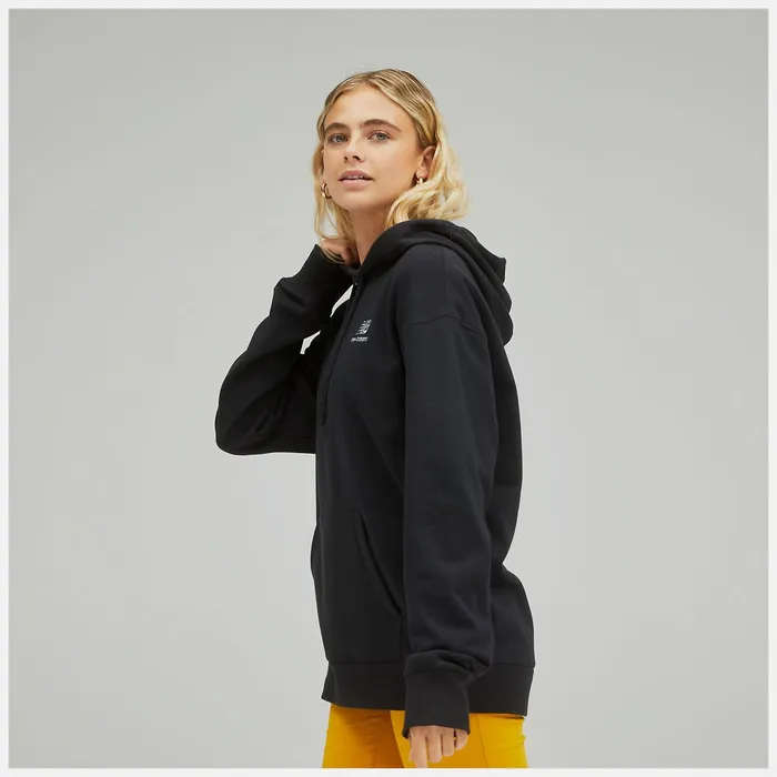 Women Unissentials French Terry Hoodie Black New Balance Hoodies and Sweatshirts Women Unissentials French Terry Hoodie Black New Balance Hoodies and Sweatshirts