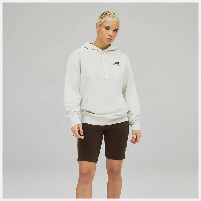Women Unissentials French Terry Hoodie Sea Salt Heather New Balance Hoodies and Sweatshirts