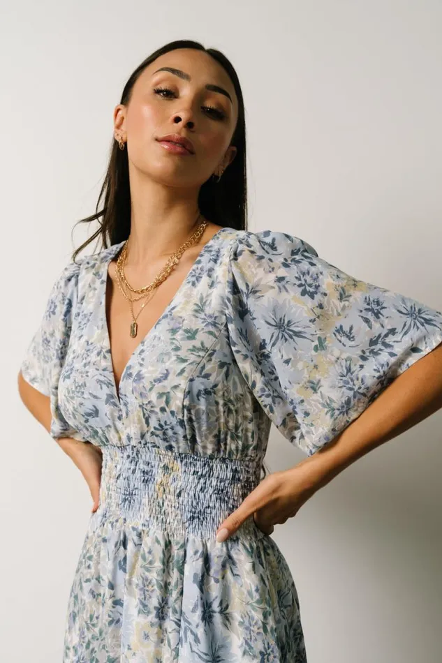 Women Verona Smocked Maxi Dress White Blue Print Baltic Born Maxi Dresses Women Verona Smocked Maxi Dress White Blue Print Baltic Born Maxi Dresses