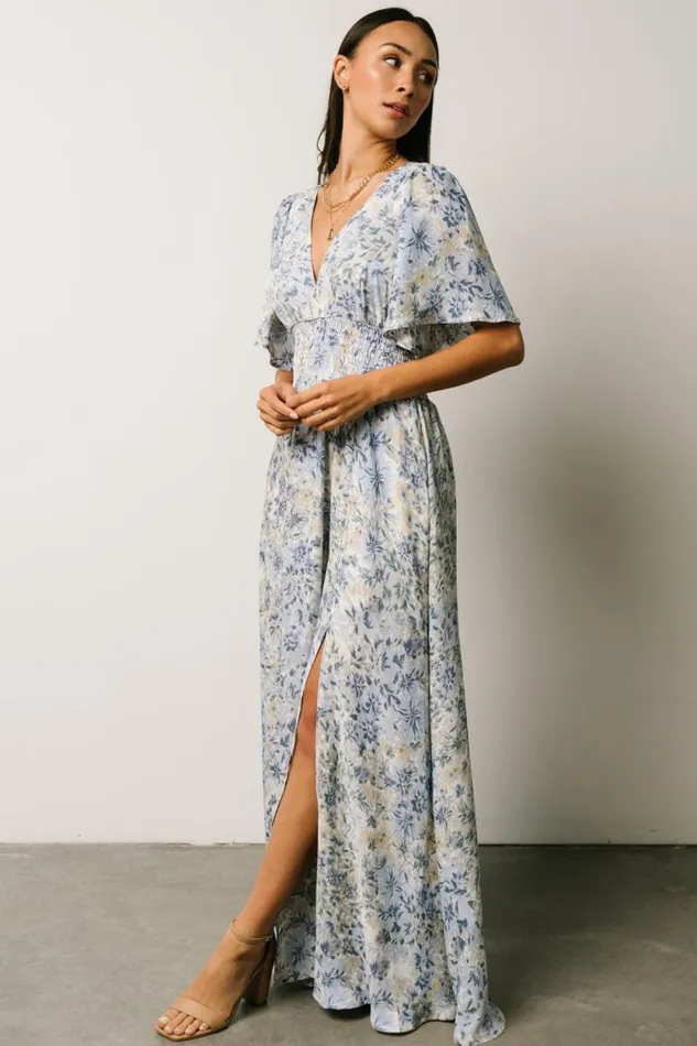 Women Verona Smocked Maxi Dress White Blue Print Baltic Born Maxi Dresses Women Verona Smocked Maxi Dress White Blue Print Baltic Born Maxi Dresses