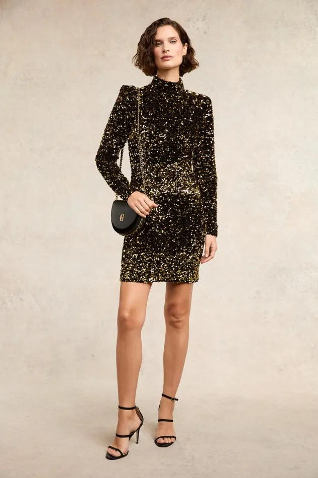 Women Victoria Sequin Mini Dress Gold Sequin Holland Cooper Dresses Women Victoria Sequin Mini Dress Gold Sequin Holland Cooper Dresses