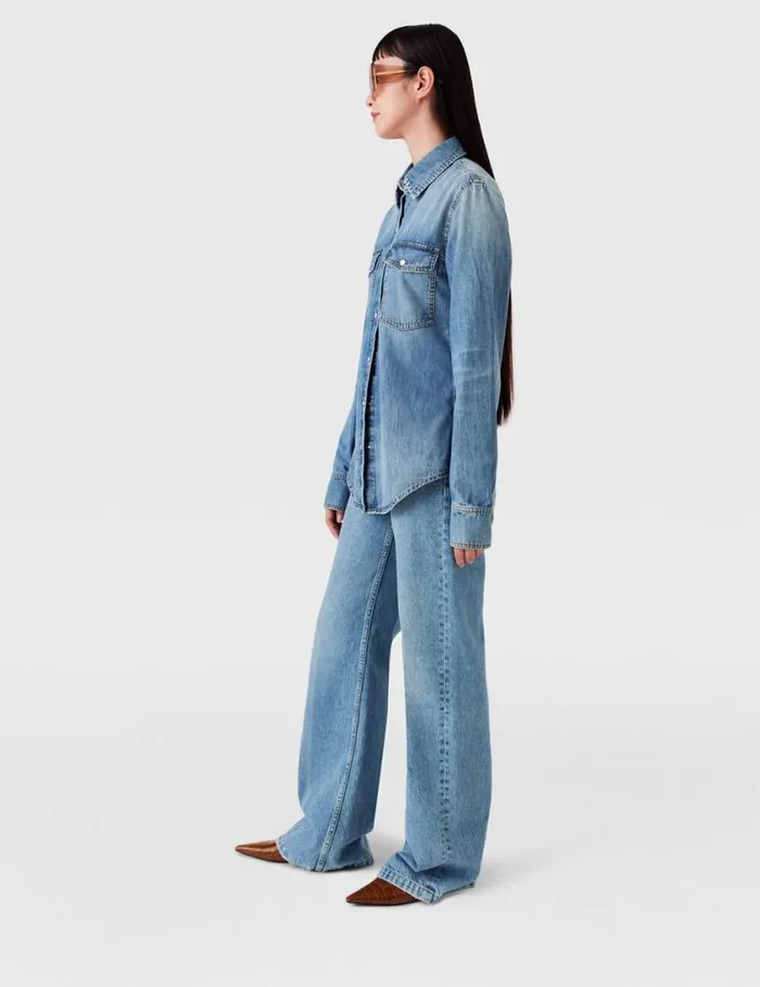 Women Vintage Wash Denim Shirt Blue Stella McCartney Shirts And Tops Women Vintage Wash Denim Shirt Blue Stella McCartney Shirts And Tops