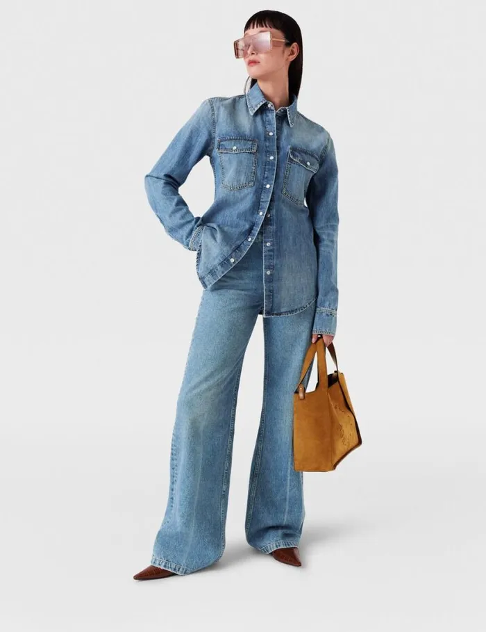 Women Vintage Wash Denim Shirt Blue Stella McCartney Shirts And Tops Women Vintage Wash Denim Shirt Blue Stella McCartney Shirts And Tops