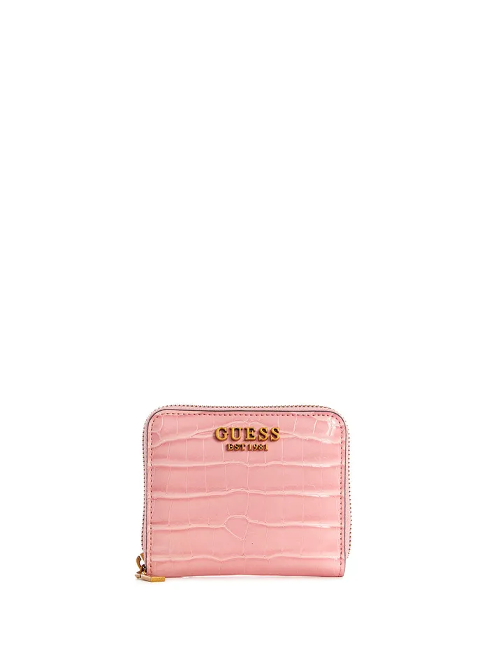 Women Wallets GUESS Pink Laurel Croco Small Wallet