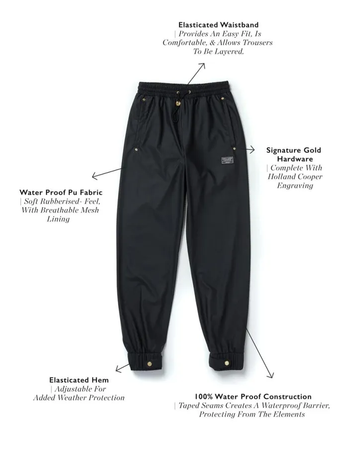 Women Waterproof Rain Trouser Black Holland Cooper Trousers Women Waterproof Rain Trouser Black Holland Cooper Trousers