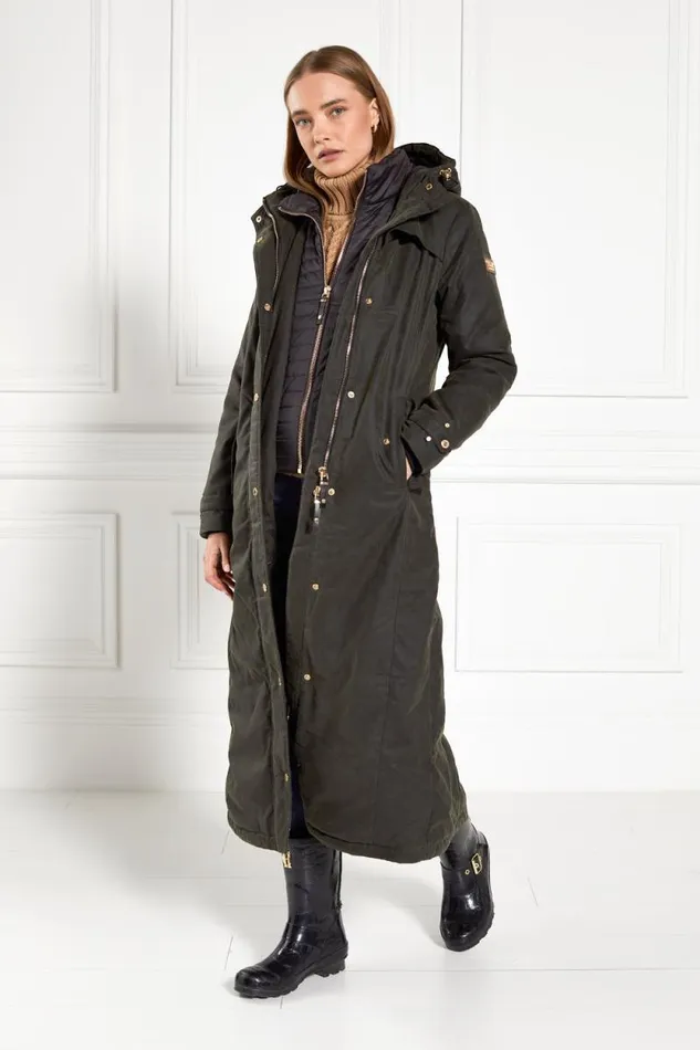 Women Wax Longline Field Coat Dark Olive Holland Cooper Coats