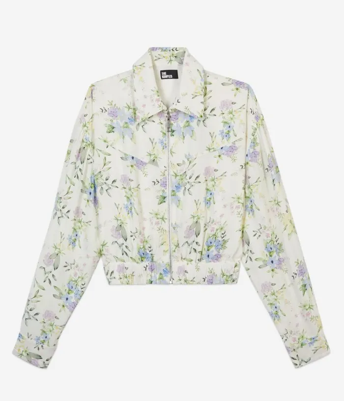Women White And Blue Floral Print Shirt With Zipper THE KOOPLES Blouses and Shirts