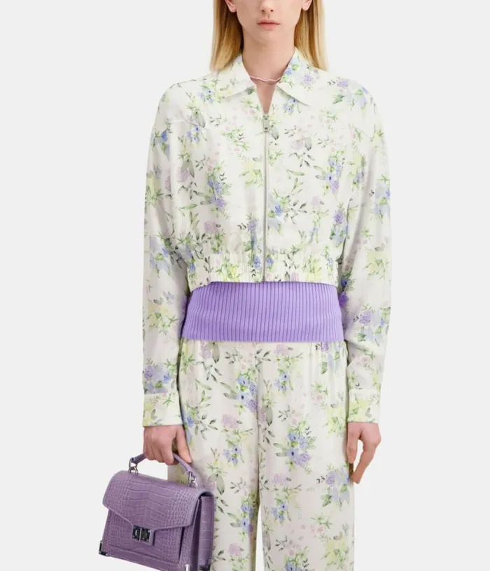 Women White And Blue Floral Print Shirt With Zipper THE KOOPLES Blouses and Shirts Women White And Blue Floral Print Shirt With Zipper THE KOOPLES Blouses and Shirts