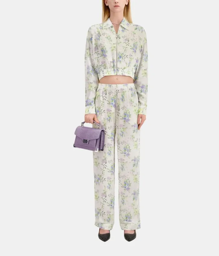 Women White And Blue Floral Print Trousers THE KOOPLES Jeans and Pants