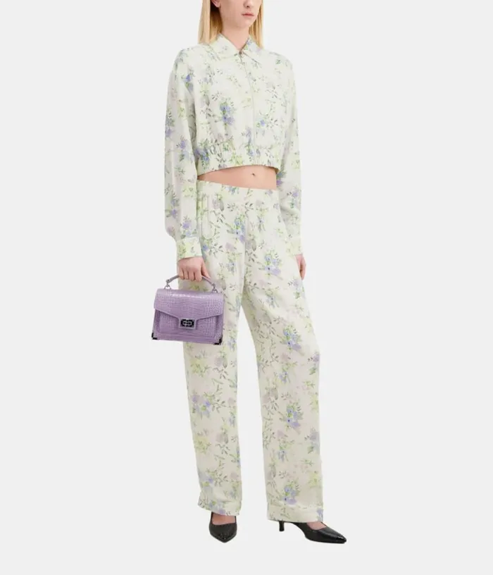Women White And Blue Floral Print Trousers THE KOOPLES Jeans and Pants