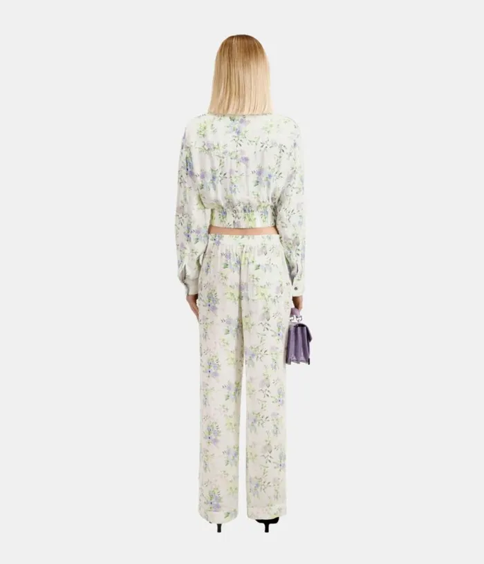 Women White And Blue Floral Print Trousers THE KOOPLES Jeans and Pants