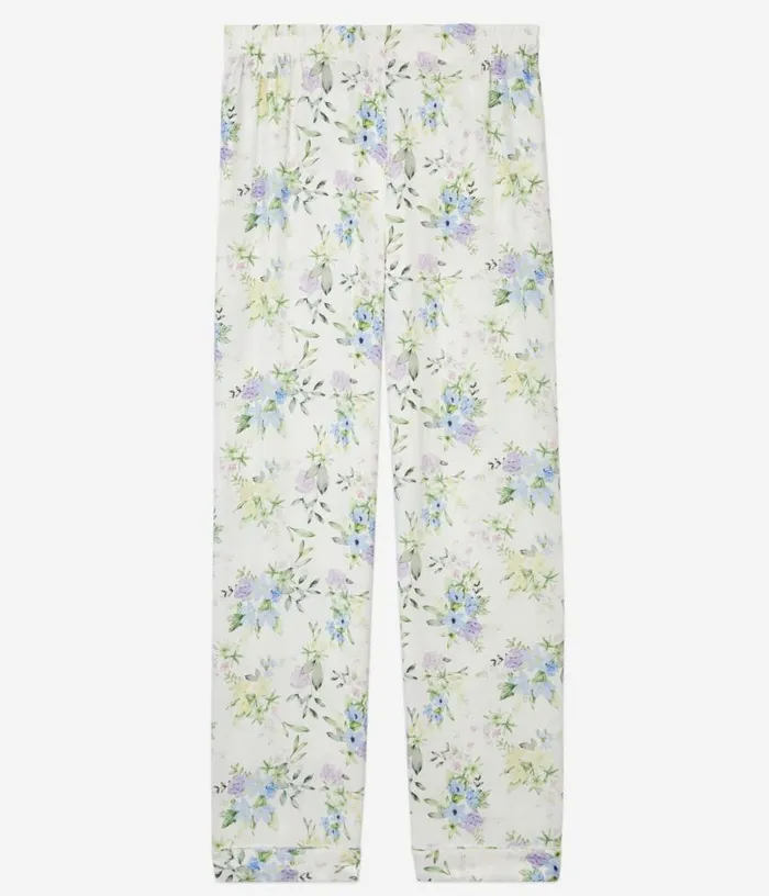 Women White And Blue Floral Print Trousers THE KOOPLES Jeans and Pants
