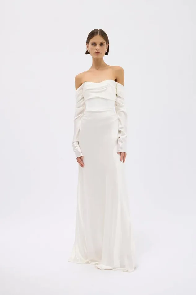Women White Dresses Rachel Gilbert LUCIEN SLEEVE GOWN
