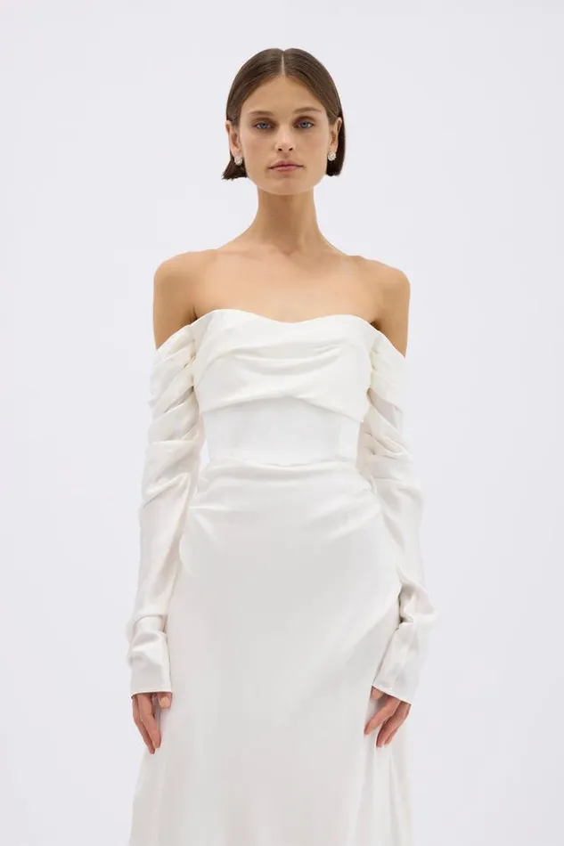 Women White Dresses Rachel Gilbert LUCIEN SLEEVE GOWN Women White Dresses Rachel Gilbert LUCIEN SLEEVE GOWN
