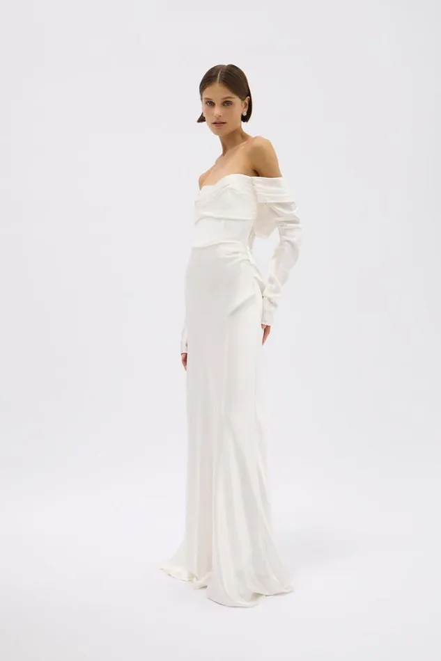 Women White Dresses Rachel Gilbert LUCIEN SLEEVE GOWN Women White Dresses Rachel Gilbert LUCIEN SLEEVE GOWN