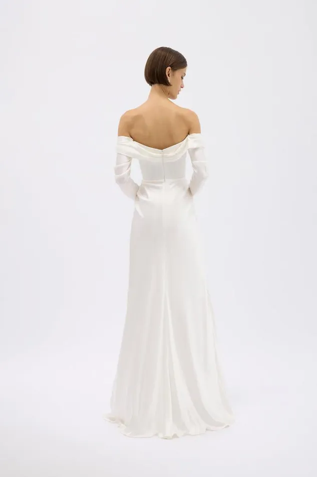 Women White Dresses Rachel Gilbert LUCIEN SLEEVE GOWN Women White Dresses Rachel Gilbert LUCIEN SLEEVE GOWN