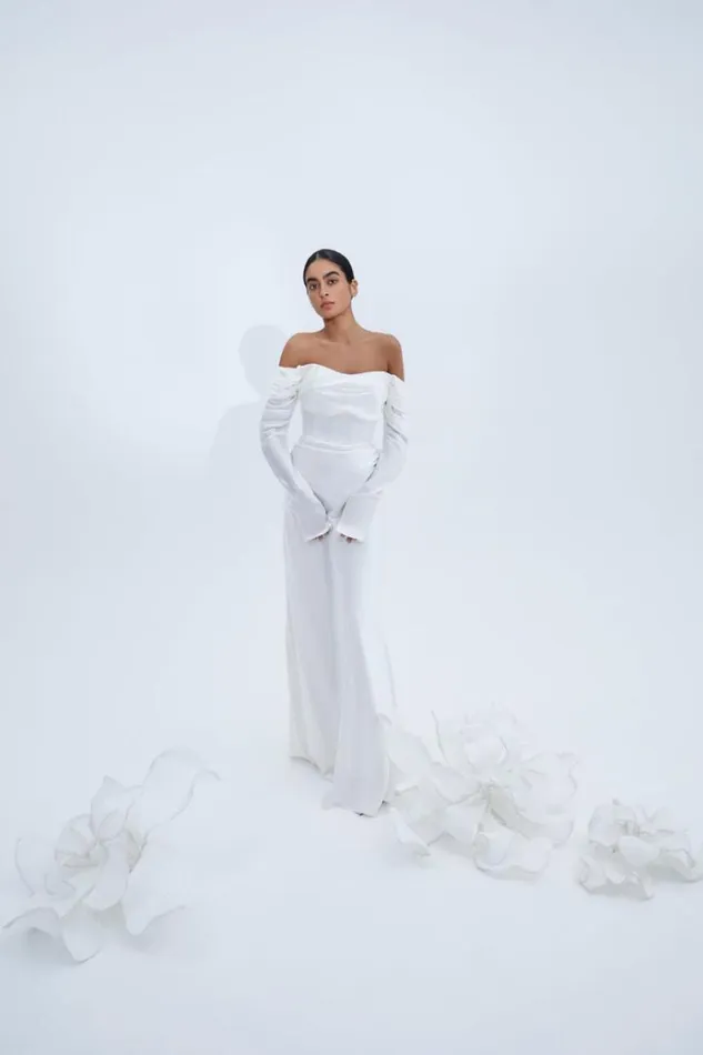 Women White Dresses Rachel Gilbert LUCIEN SLEEVE GOWN Women White Dresses Rachel Gilbert LUCIEN SLEEVE GOWN