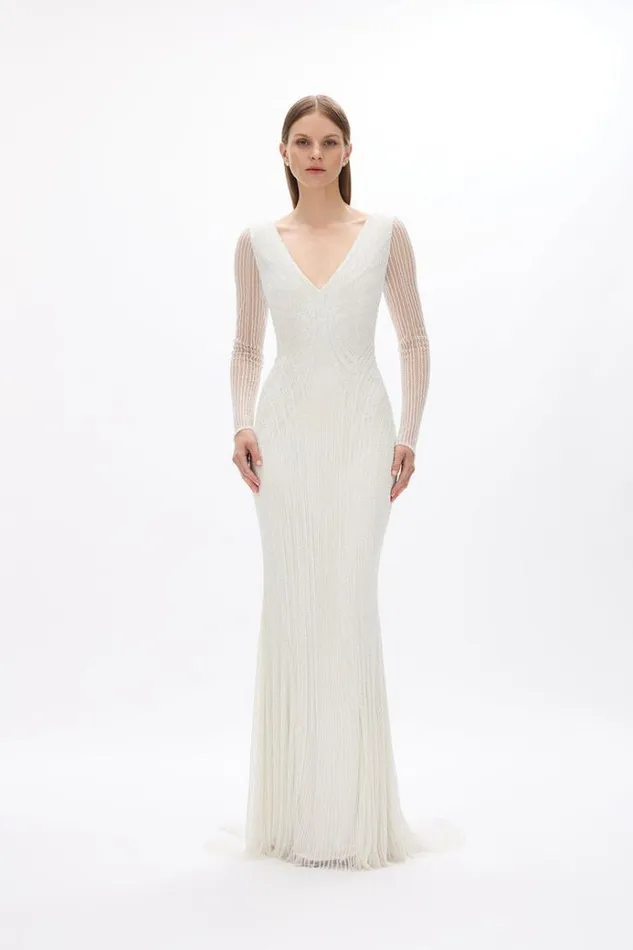 Women White Dresses Rachel Gilbert LYLA SLEEVE GOWN