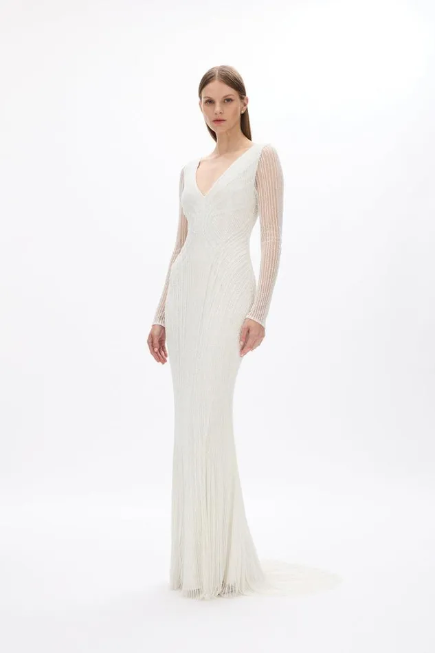 Women White Dresses Rachel Gilbert LYLA SLEEVE GOWN