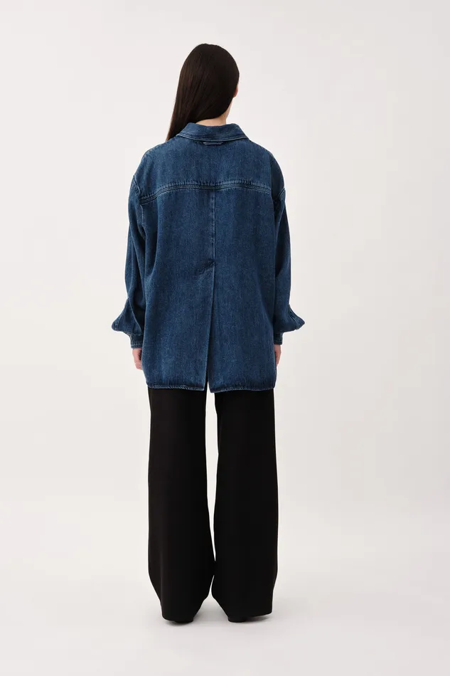 Women Wonhundred Loretta Tencel Mid Blue Shirts and Blouses