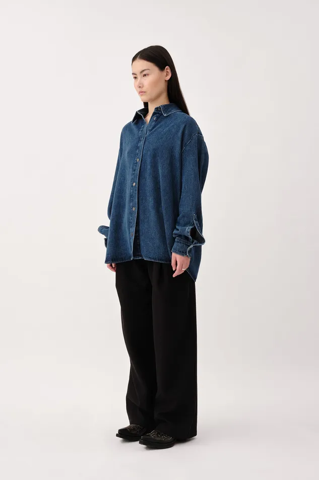 Women Wonhundred Loretta Tencel Mid Blue Shirts and Blouses