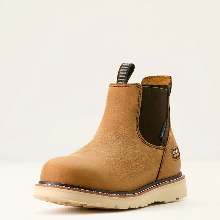 Women Work Boots and Shoes Ariat Rebar Wedge Chelsea Waterproof Work Boot Antique Brown