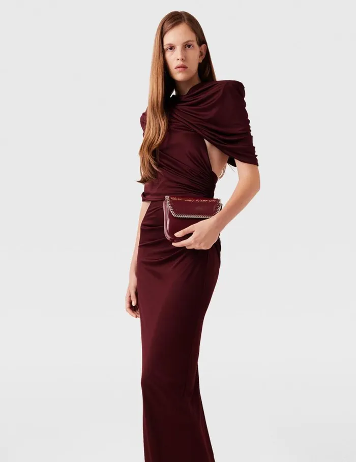 Women WrapOver Maxi Dress Dark Cherry Stella McCartney Dresses Women WrapOver Maxi Dress Dark Cherry Stella McCartney Dresses