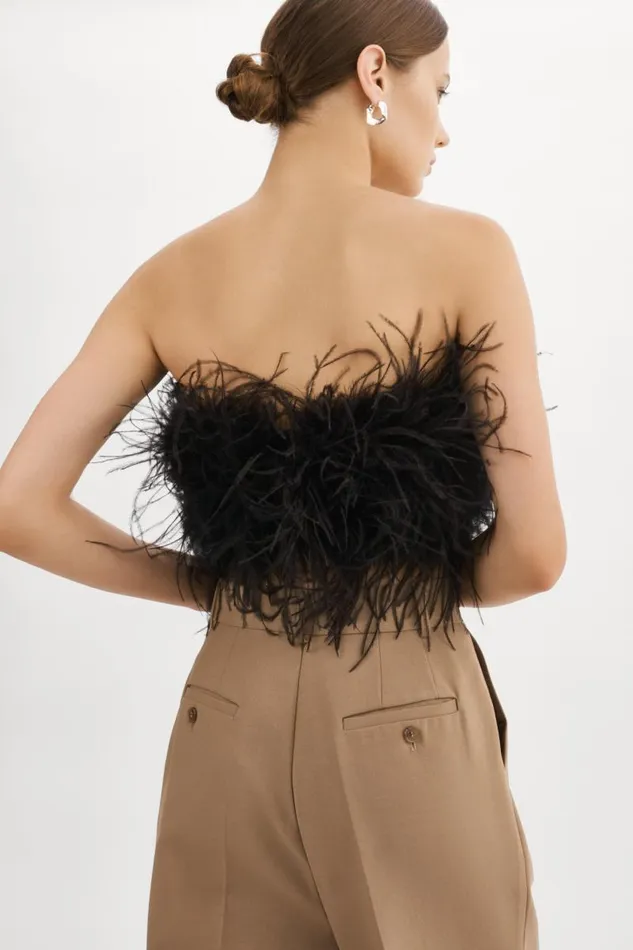 Women ZAINA Feather Bustier Black LAMARQUE Tops Women ZAINA Feather Bustier Black LAMARQUE Tops