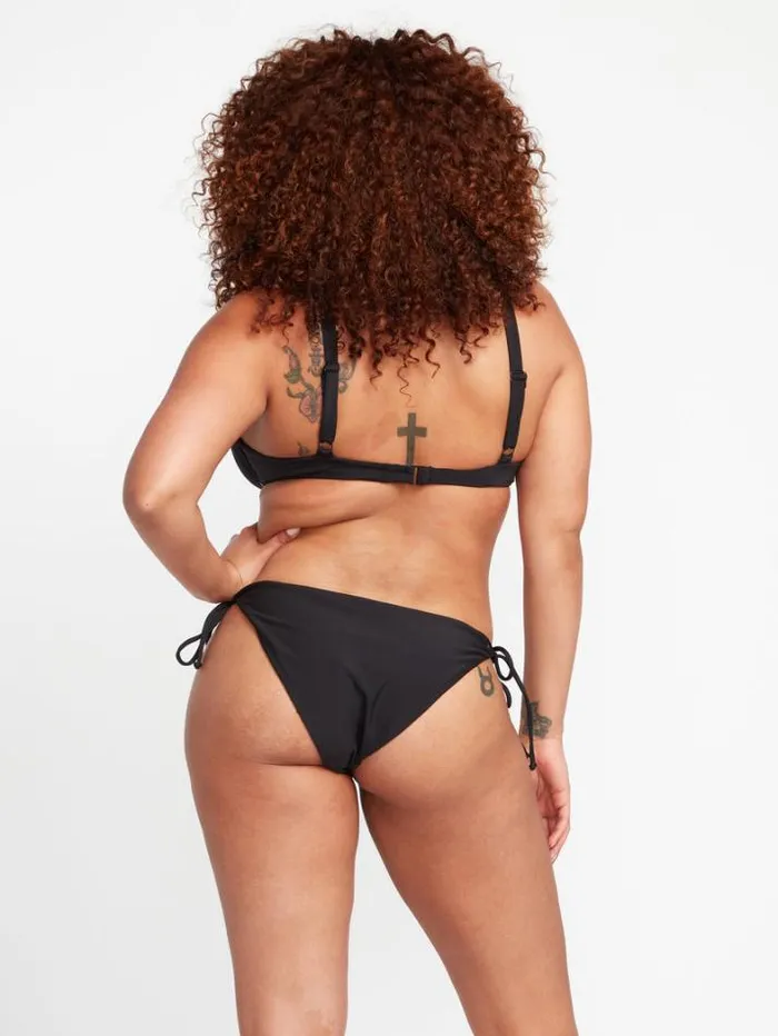Womens Bikinis Volcom Simply Seamless Tie Side Bikini Bottoms 8211 Black
