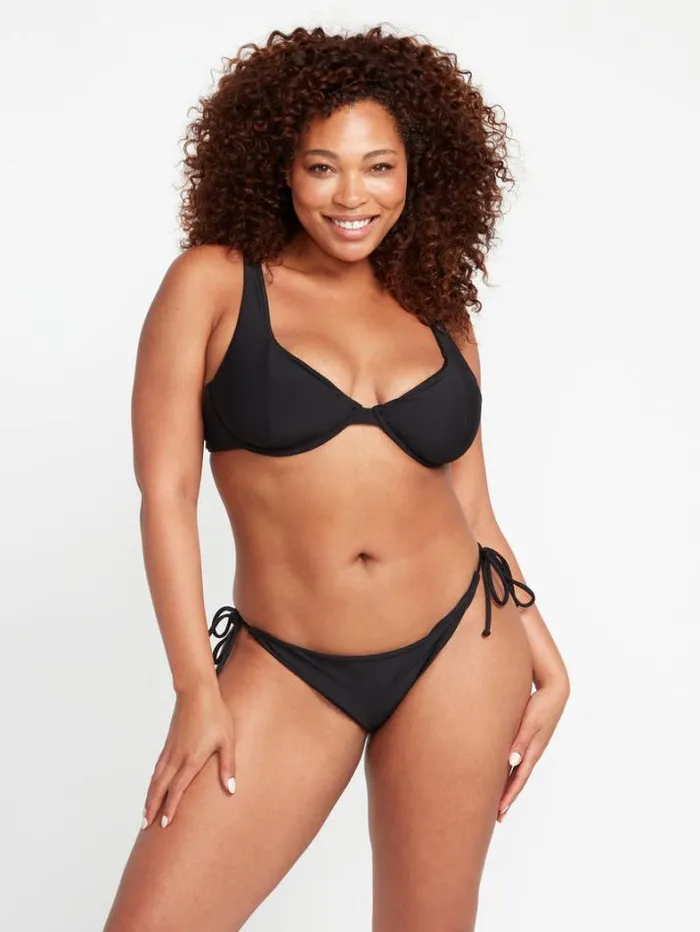Womens Bikinis Volcom Simply Seamless Tie Side Bikini Bottoms 8211 Black