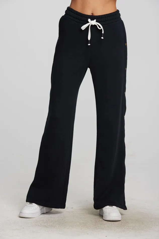 Womens Bottoms Chaser Brand Zuma Cotton Terry Wide Leg Joggers With Button Side Seam