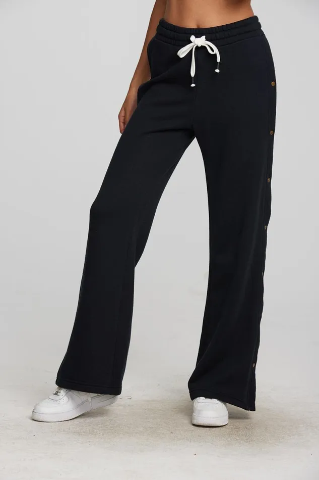 Womens Bottoms Chaser Brand Zuma Cotton Terry Wide Leg Joggers With Button Side Seam