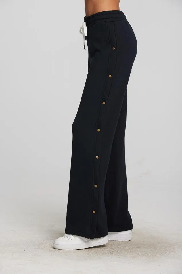 Womens Bottoms Chaser Brand Zuma Cotton Terry Wide Leg Joggers With Button Side Seam