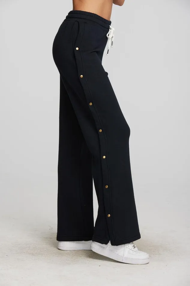 Womens Bottoms Chaser Brand Zuma Cotton Terry Wide Leg Joggers With Button Side Seam