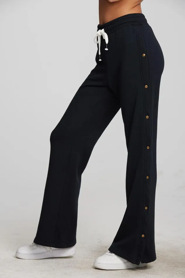 Womens Bottoms Chaser Brand Zuma Cotton Terry Wide Leg Joggers With Button Side Seam
