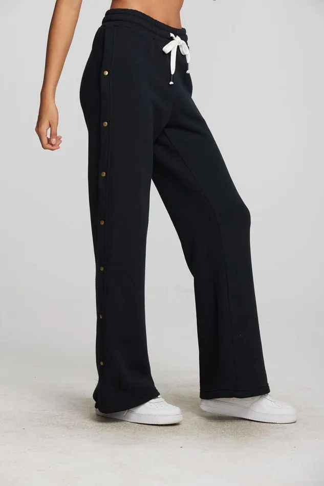 Womens Bottoms Chaser Brand Zuma Cotton Terry Wide Leg Joggers With Button Side Seam
