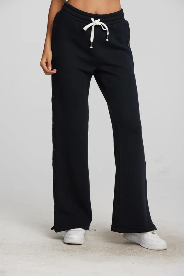 Womens Bottoms Chaser Brand Zuma Cotton Terry Wide Leg Joggers With Button Side Seam