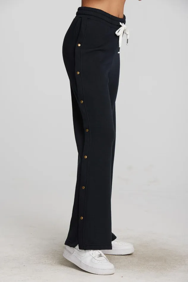 Womens Bottoms Chaser Brand Zuma Cotton Terry Wide Leg Joggers With Button Side Seam